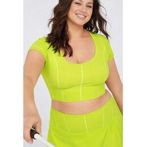 OFFLINE By Aerie Seamless Corset Cropped T-Shirt Size Small Neon Green NWT New